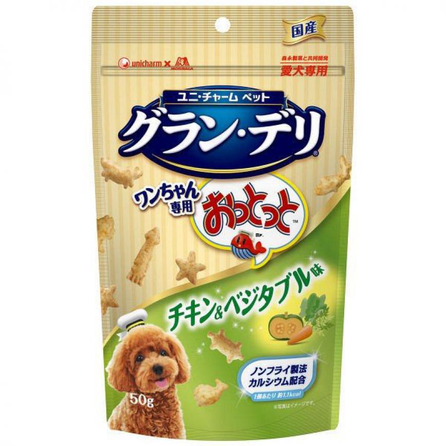 Unicharm 狗零食 日本狗狗魚仔餅 雞肉及蔬菜味 50g (綠) 圖 1