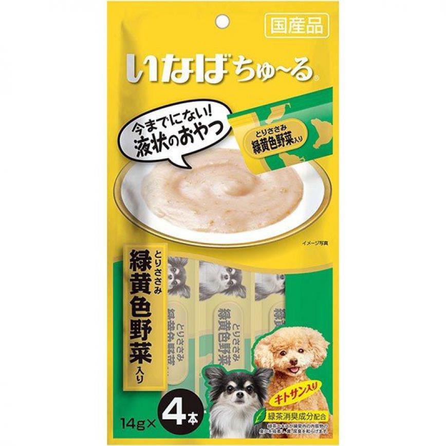 CIAO 狗零食 日本肉泥餐包 狗狗配方 雞肉及綠色野菜肉醬 14g 4本入 圖 1