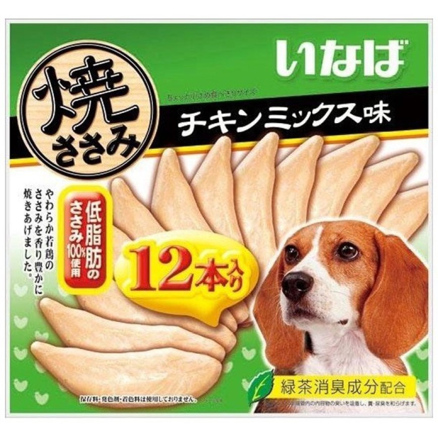 CIAO 狗零食 日本烤雞胸肉 狗狗配方 雞肉味 12本入 (綠) (QDS−37) 圖 1