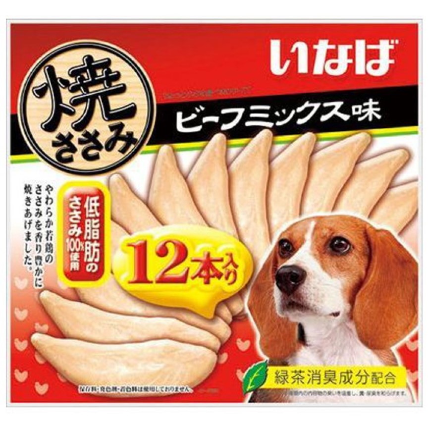 CIAO 狗零食 日本烤雞胸肉 狗狗配方 牛肉味 12本入 (紅) (QDS-36) 圖 1