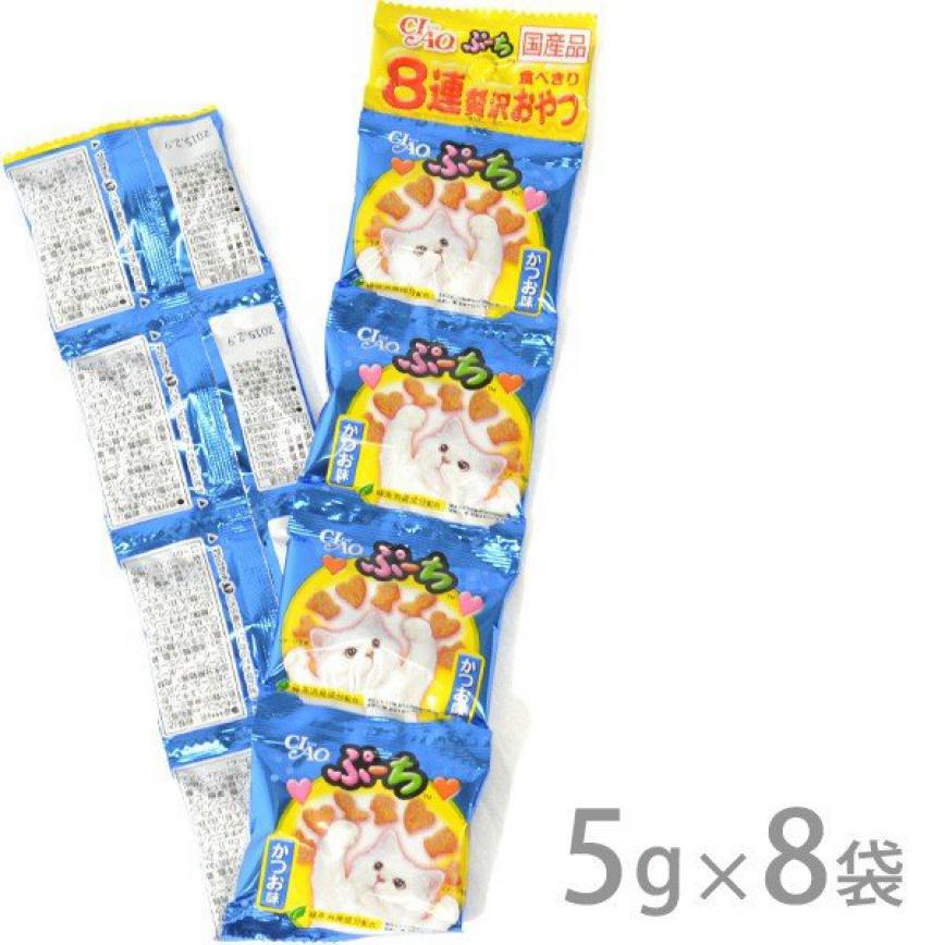CIAO 貓零食 日本磨牙潔齒貓脆餅 鰹魚味 5g 8包入 (藍) 圖 1