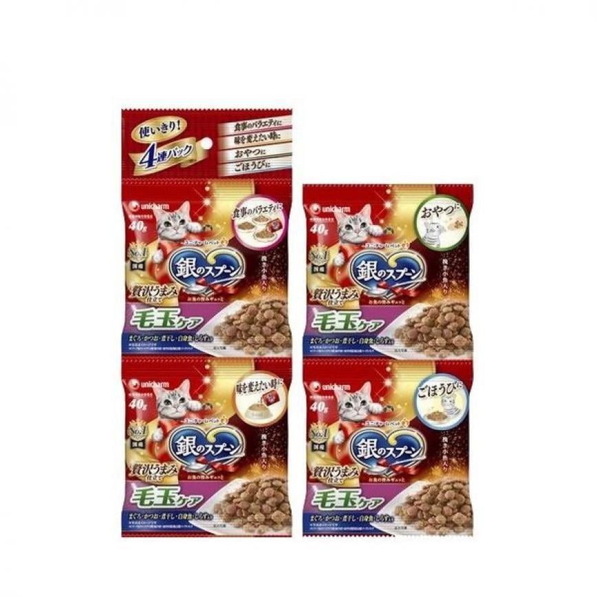 Unicharm 貓零食 日本三星銀匙 貓脆餅 毛玉配慮 40g 4本入 (TBS)