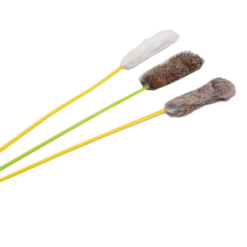 HelloDOG 玩具嚴選 天然絨兔毛逗貓棒 1支 (顏色隨機) 圖 1