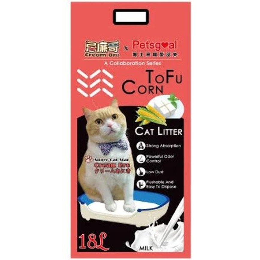PETSGOAL X 忌廉哥 玉米 豆腐貓砂 原味 18L (紅) (CB202109)