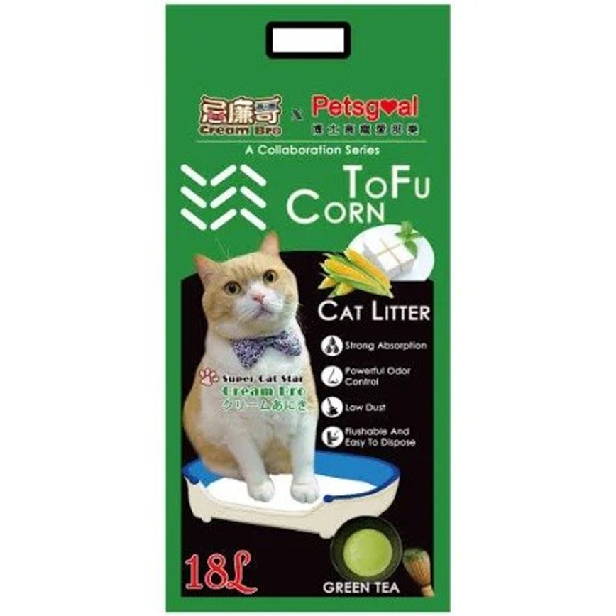 PETSGOAL X 忌廉哥 玉米 豆腐貓砂 綠茶 18L (綠) (CB202161)