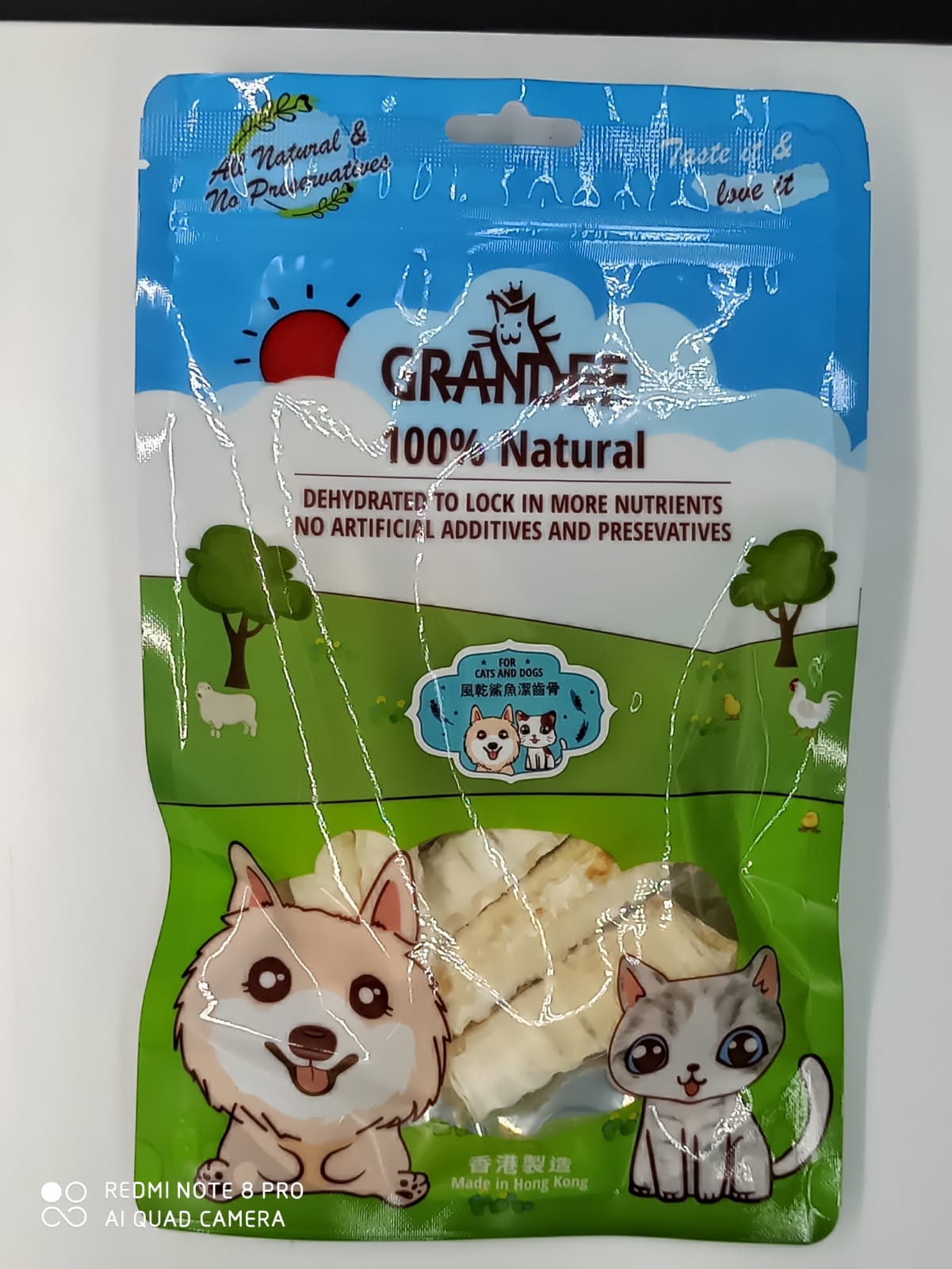 GRANDEE 香港製造 天然風乾小食 鯊魚潔齒骨 50g (貓犬用) (停售)