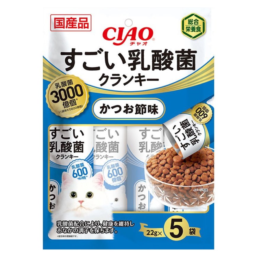 CIAO 貓糧 日本3000億個乳酸菌系列 鰹魚味 22g 5袋入 (藍) (P-232) 圖 1