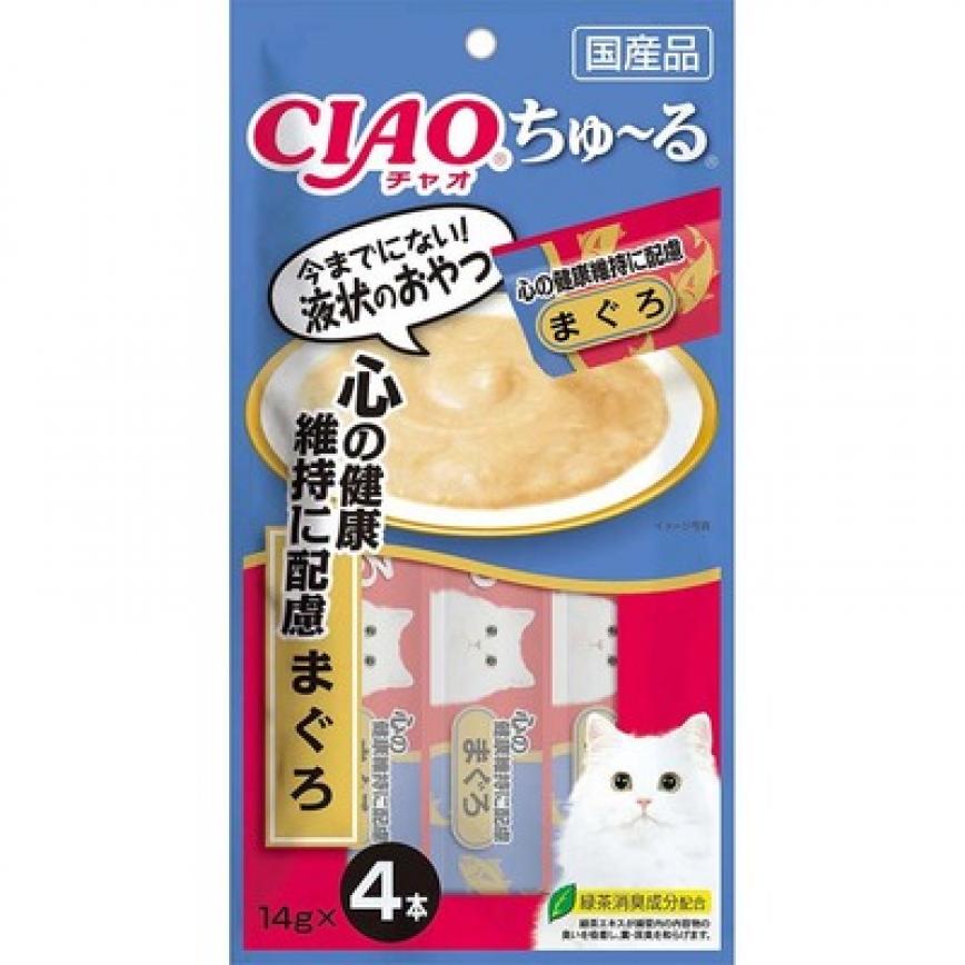 CIAO 肉泥 貓零食 心臟健康配慮 吞拿魚 14g 4本入 (天藍色) (SC-170) 圖 1