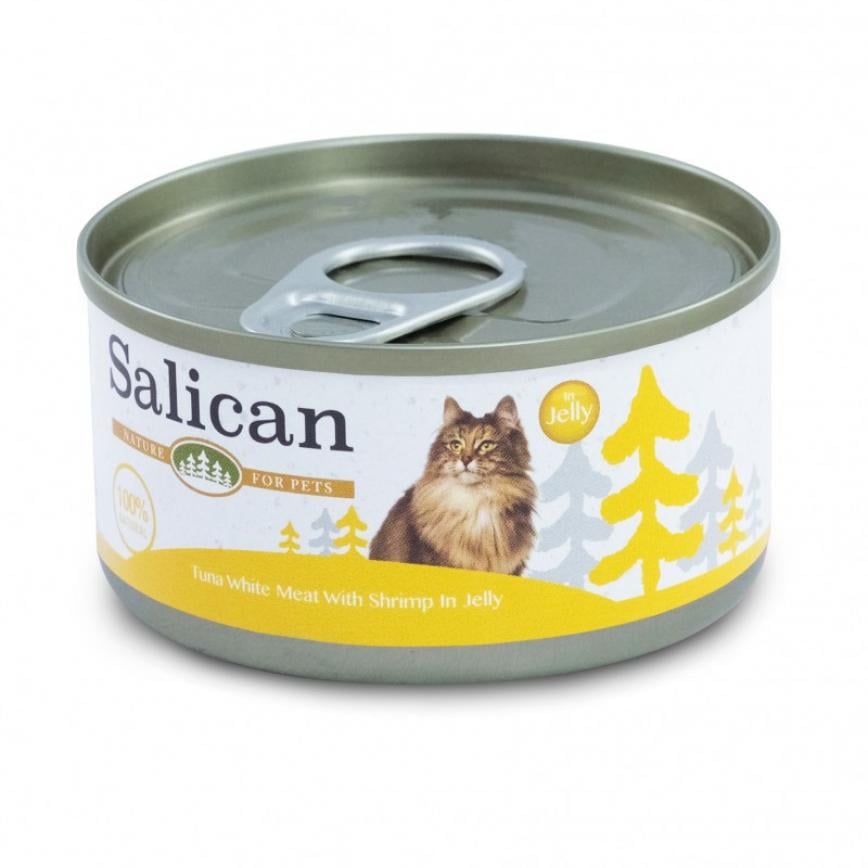 Salican 貓罐頭 白肉吞拿魚鮮蝦啫喱 85g