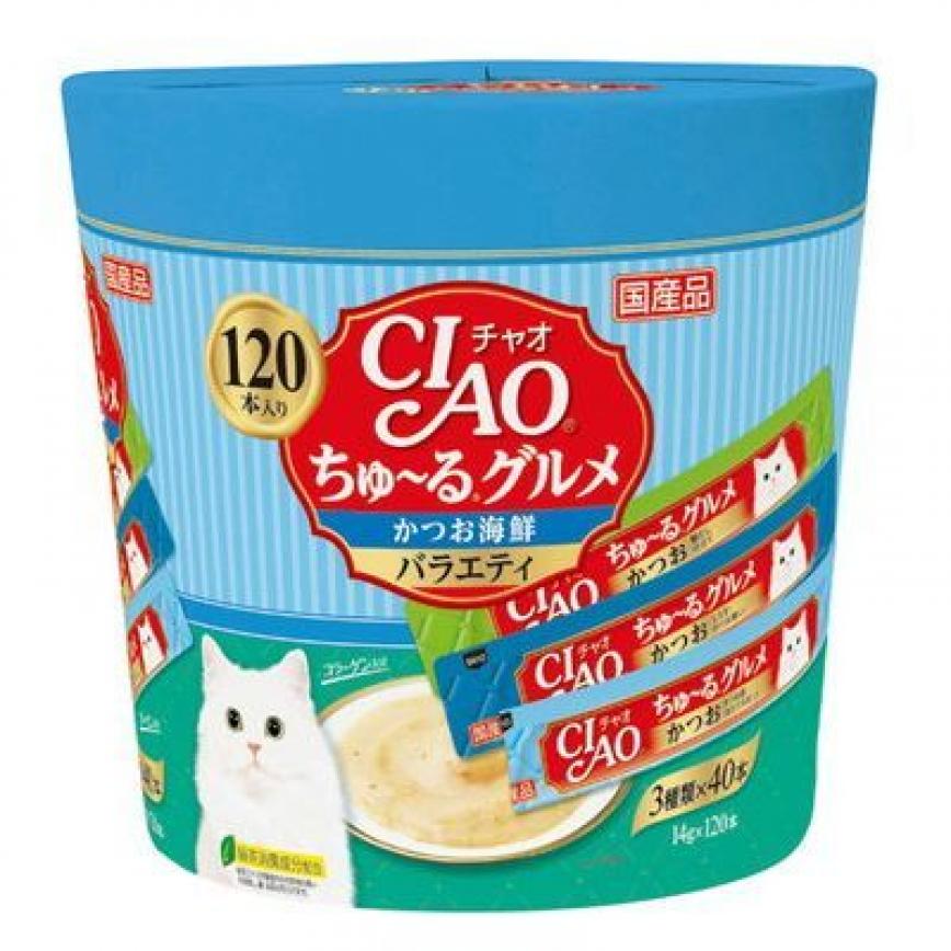 CIAO 肉泥 貓零食 扇貝及海鮮味 14g 120本罐裝 SC-212 (藍綠) 圖 1