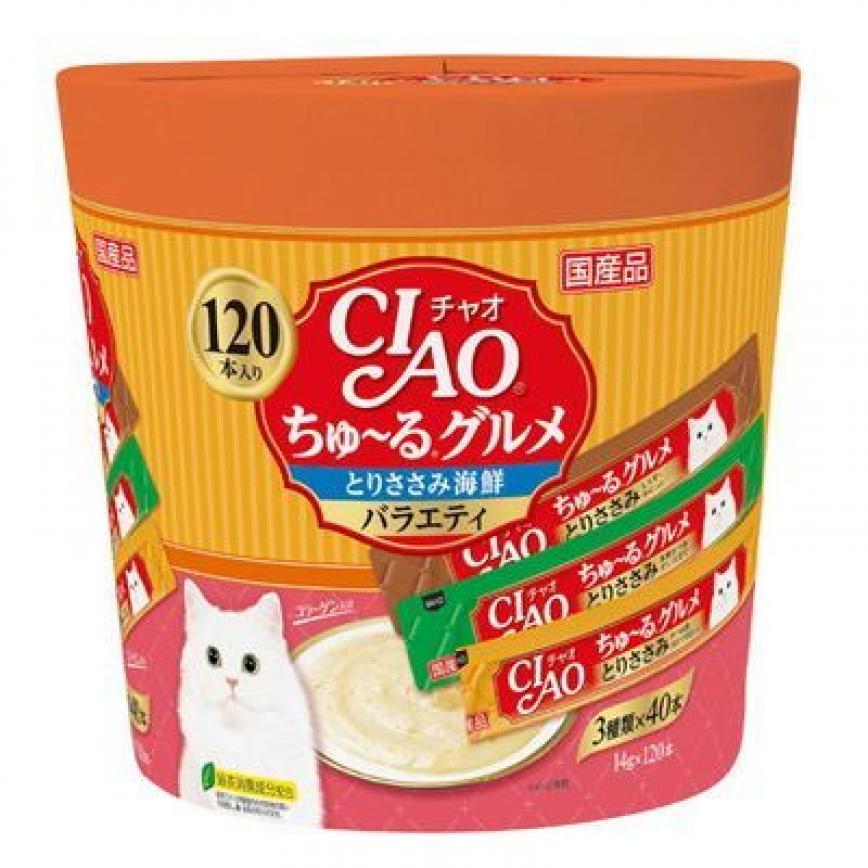 CIAO 肉泥 貓零食 雞肉及海鮮味 14g 120本罐裝 SC-213 (橙) 圖 1