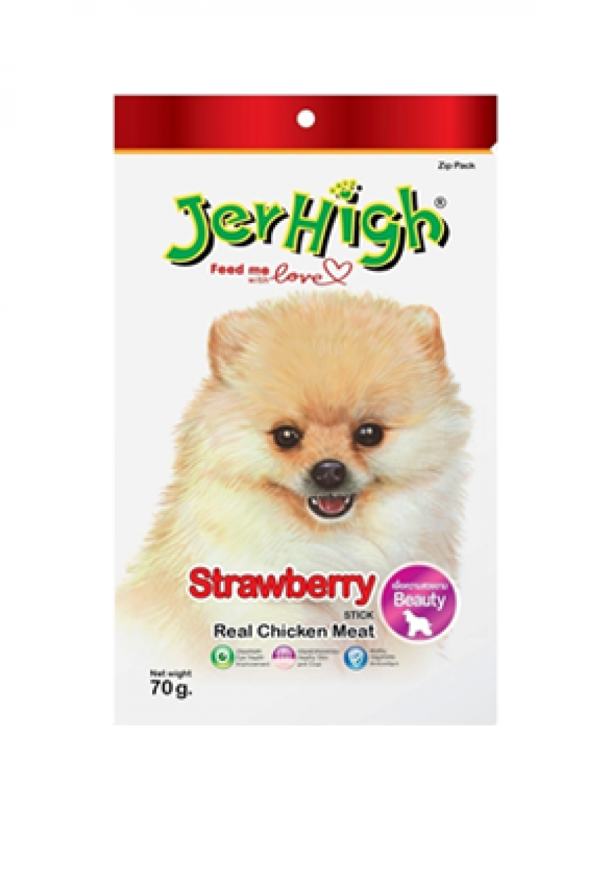 Jerhigh 狗小食 Strawberries 士多啤梨味雞肉條 70g (JER16/70)