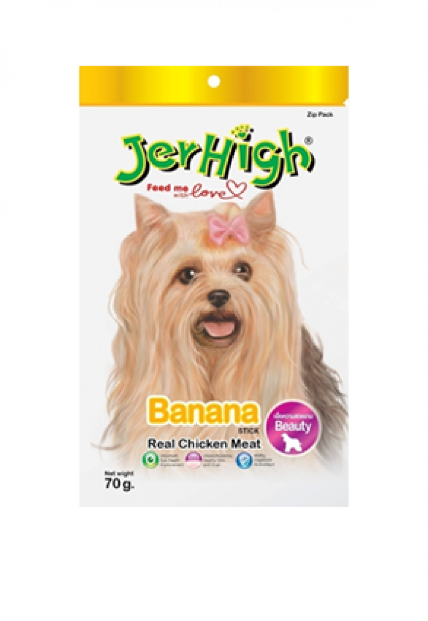 Jerhigh 狗小食 banana 香蕉味雞肉條 70g (JER17)