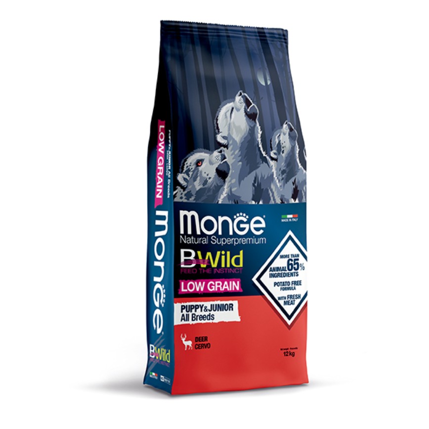 Monge Bwild 狗糧 低穀物野生系列 幼犬配方 鹿肉 15kg (MO6014) (新舊包裝隨機發貨)