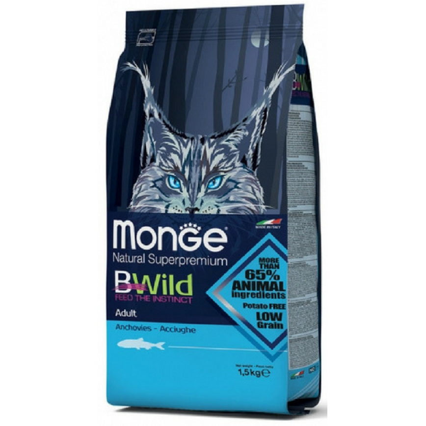 Monge Bwild 貓糧 低穀物野生系列 成貓配方 鳀魚 1.5kg (MO20100)