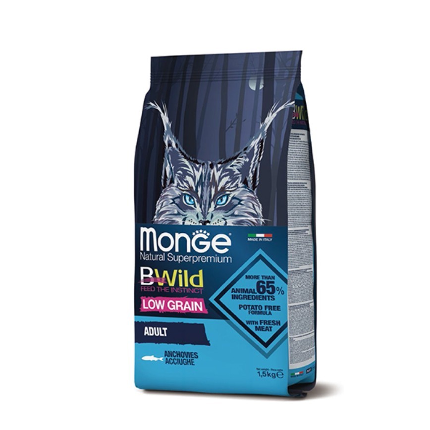 Monge Bwild 貓糧 低穀物野生系列 成貓配方 鳀魚 10kg (MO4930) (新舊包裝隨機發貨)